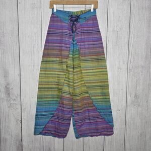 Vintage Shubham Rainbow Stripe Cotton Wrap Pants OSFA